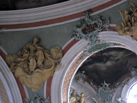 [Particolare della volta della Cattedrale di San Gallo con l'iscrizione "Beati i miti"]