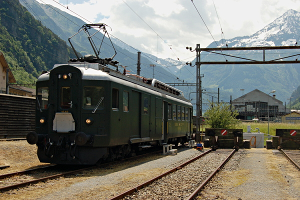 [Elettromotrice storica BDe 4/4 1646 di SBB Historic nella stazione di
Erstfeld.  Erstfeld, 3 giugno 2017.]